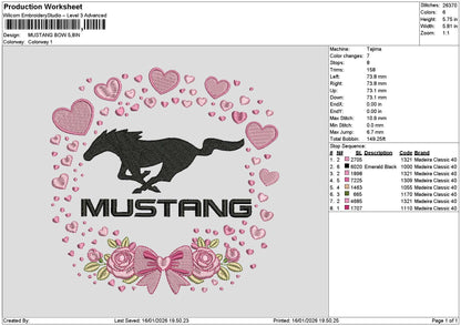 Mustangtext Pink Embroidery File 6 sizes