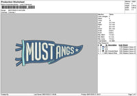 Mustangtext Embroidery File 6 sizes