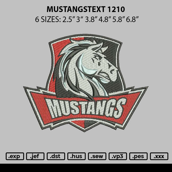 Mustangstext 1210 Embroidery File 6 sizes