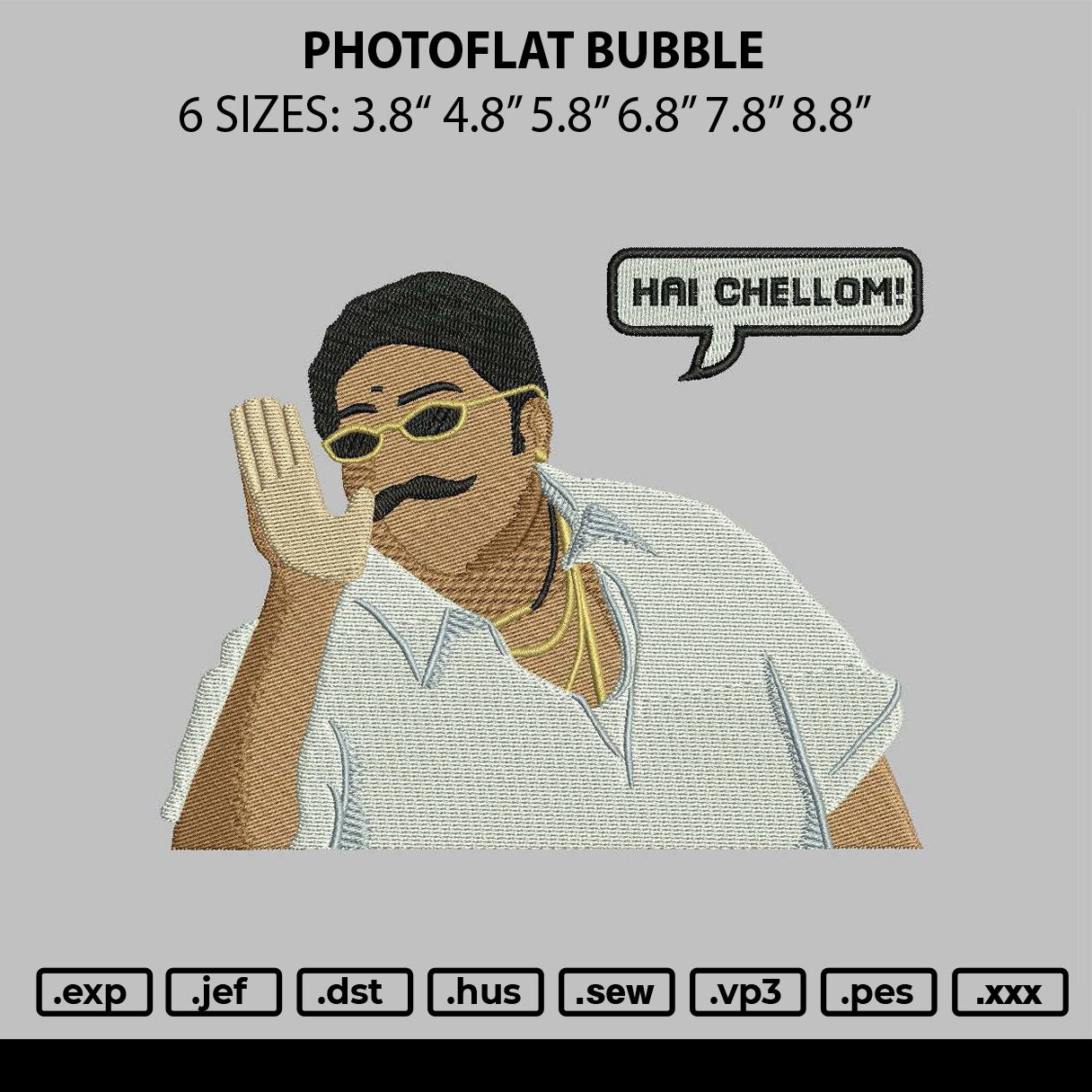 Photoflat Bubble Emboidery File 6 sizes