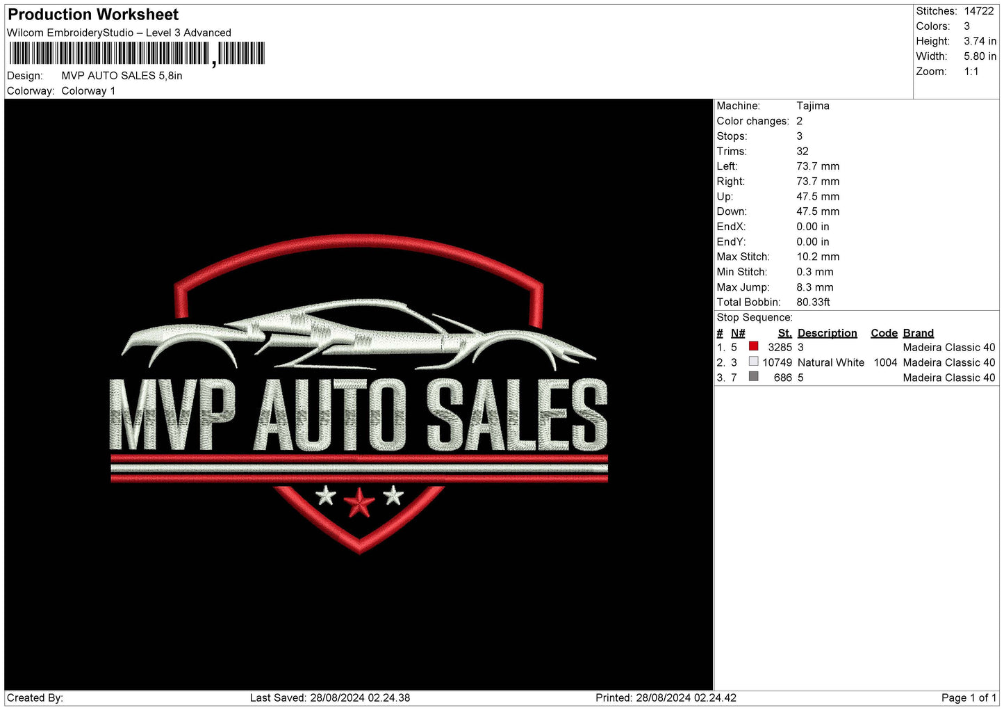 Autotext 2808 Embroidery File 6 sizes