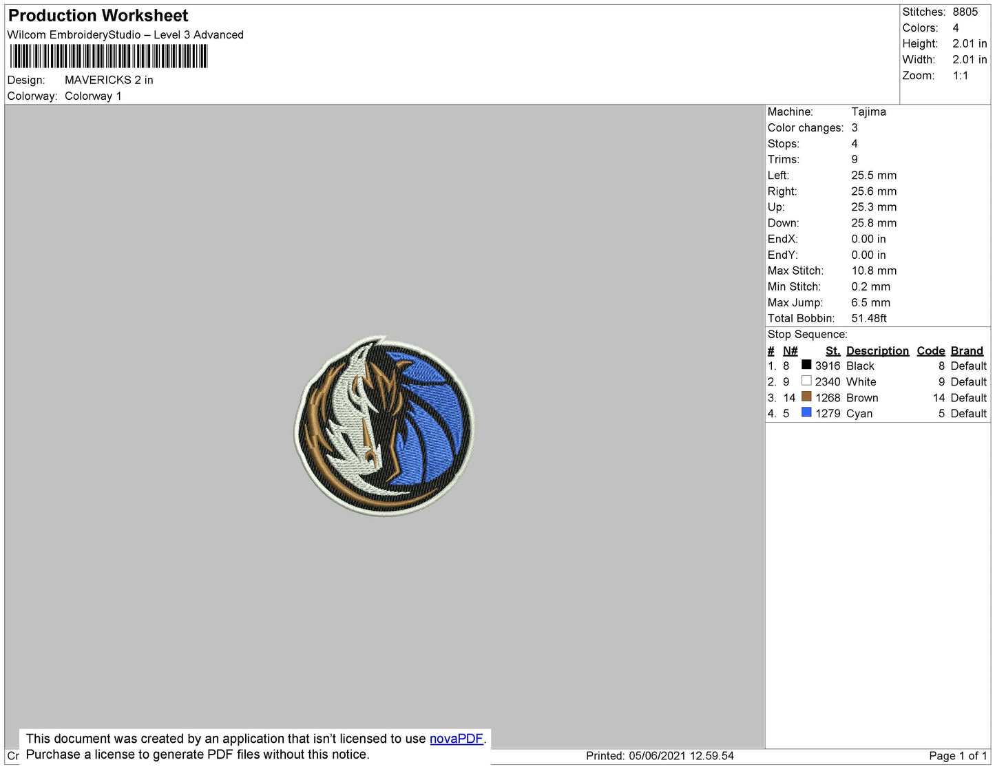 Mavericks Embroidery File 5 size