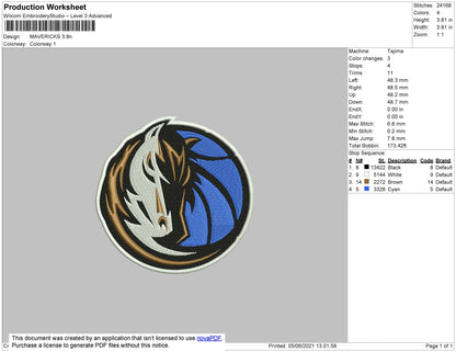 Mavericks Embroidery File 5 size