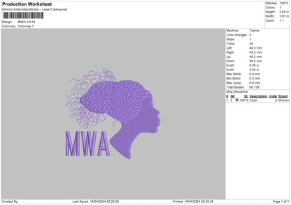 Mwatext Embroidery FIle 6 sizes