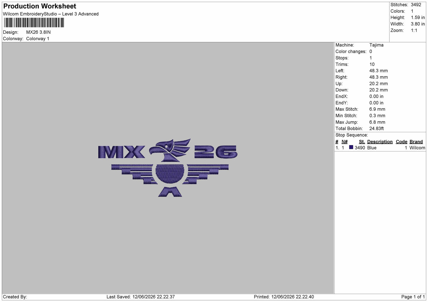 Mx26 Text Embroidery Machine Design File 6 sizes