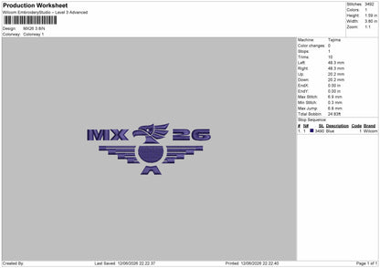 Mx26 Text Embroidery Machine Design File 6 sizes