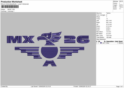 Mx26 Text Embroidery Machine Design File 6 sizes