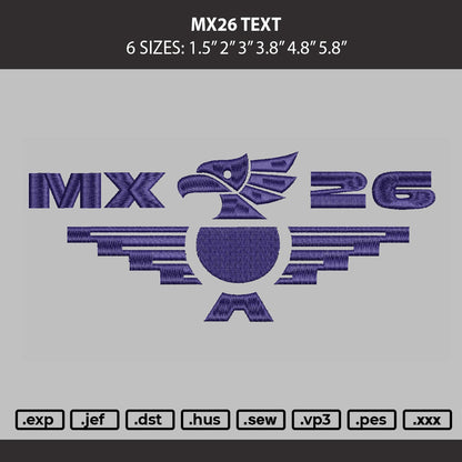 Mx26 Text Embroidery Machine Design File 6 sizes
