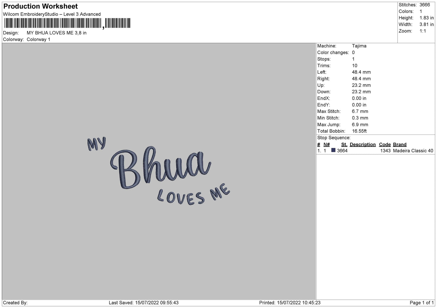 My Bhua Loves Me Embroidery File 4 sizes