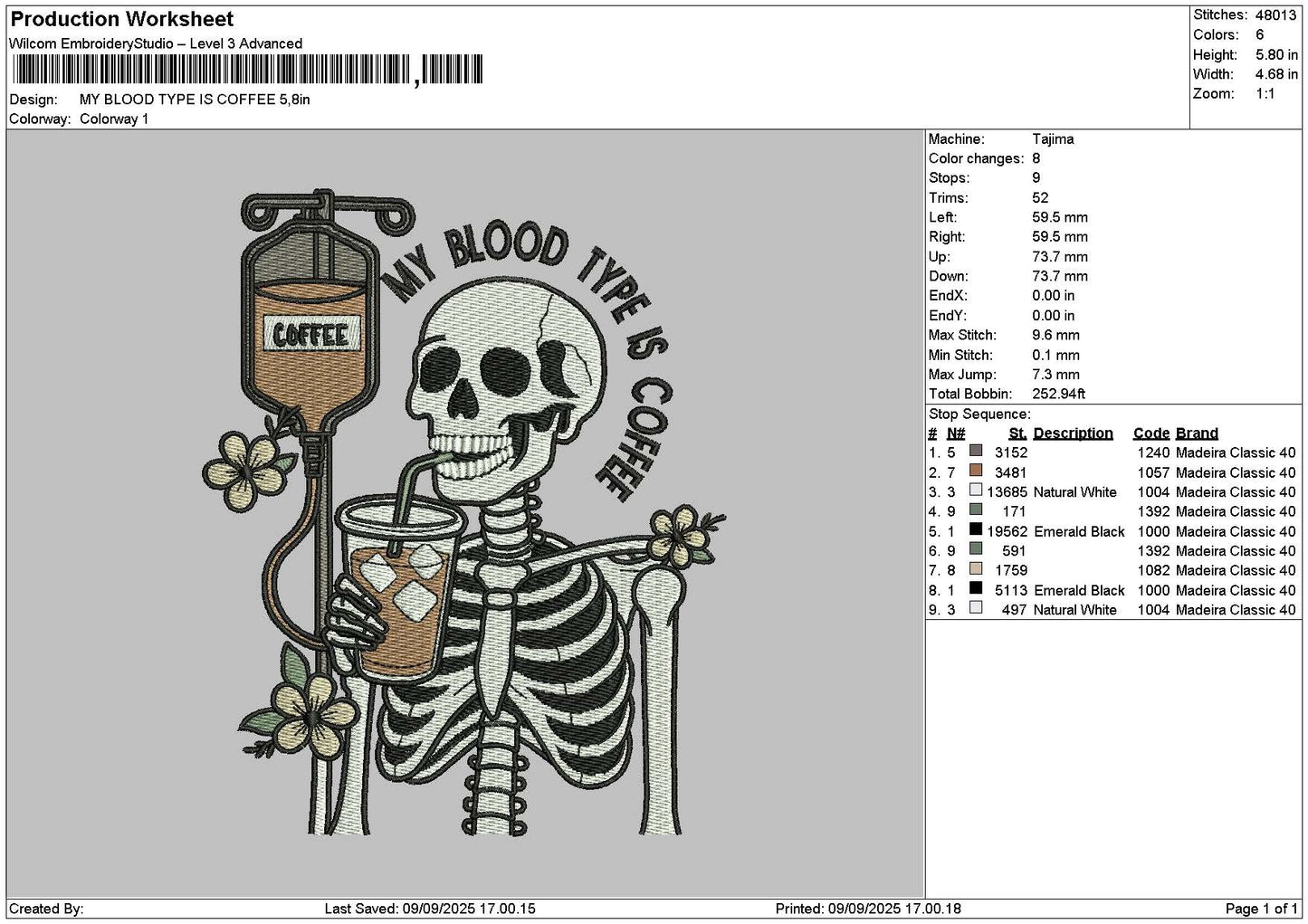 Bloodtext 0909 Embroidery File 6 sizes