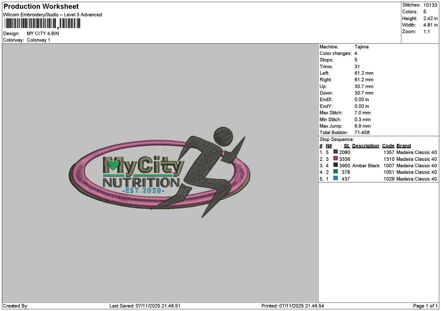 Citytext 0711 Embroidery File 6 sizes