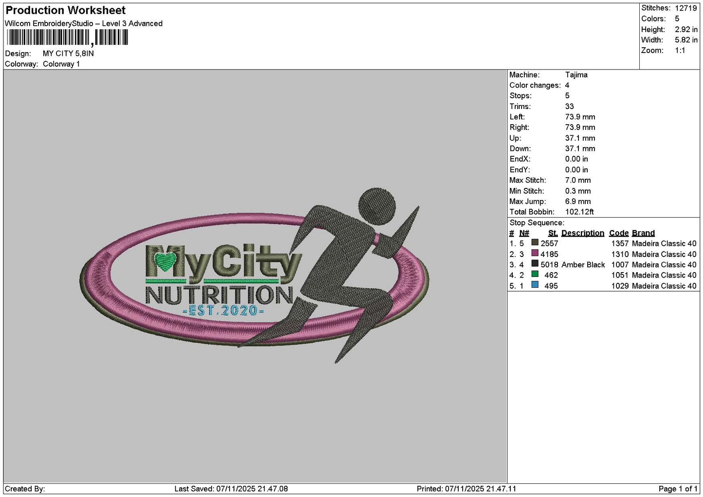Citytext 0711 Embroidery File 6 sizes