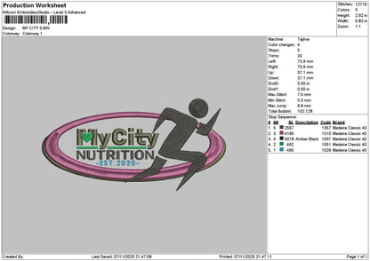 Citytext 0711 Embroidery File 6 sizes