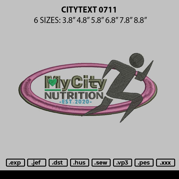 Citytext 0711 Embroidery File 6 sizes