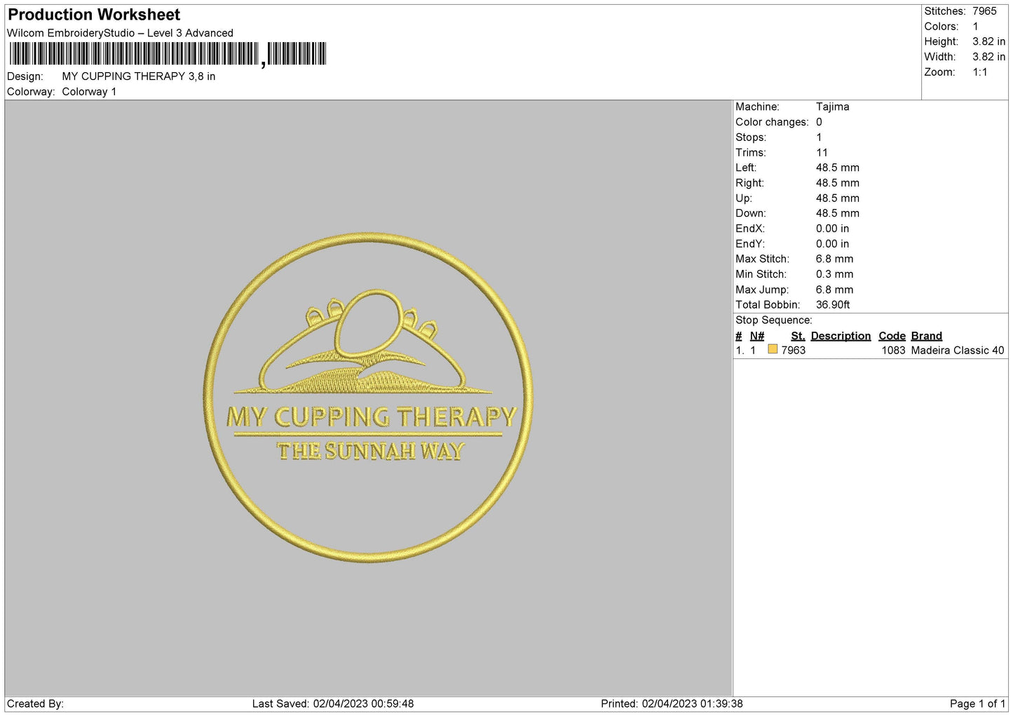 My Cupping Embroidery File 6 sizes