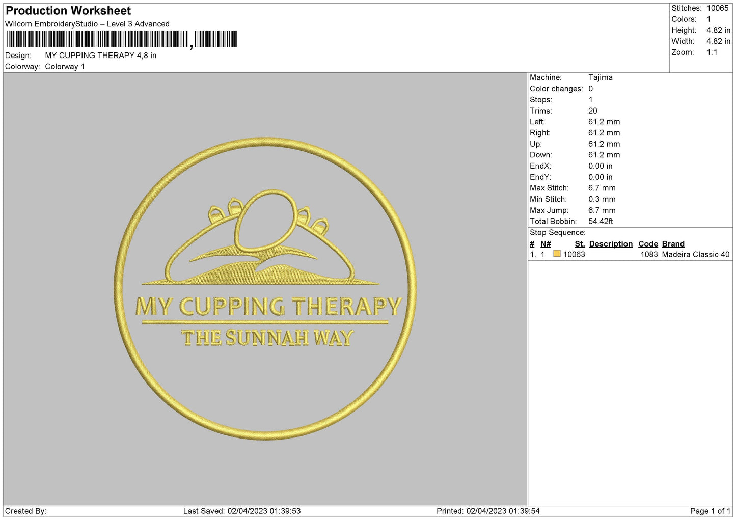 My Cupping Embroidery File 6 sizes