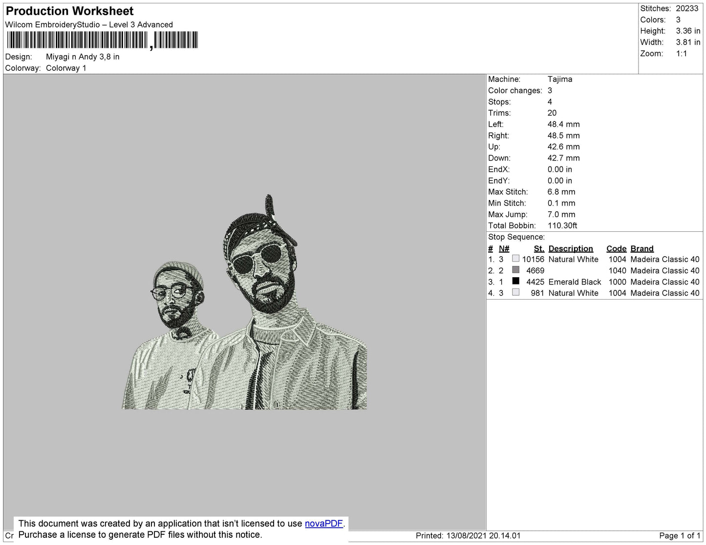 Miyagi And Andy Embroidery File 4 size