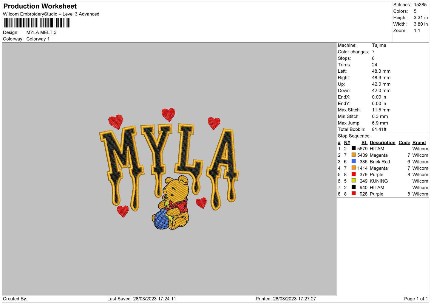 Myla Melt Embroidery File 6 sizes