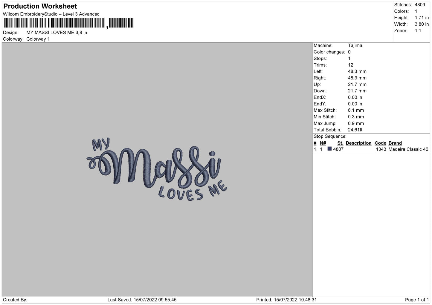 My Massi Loves Me Embroidery File 4 sizes