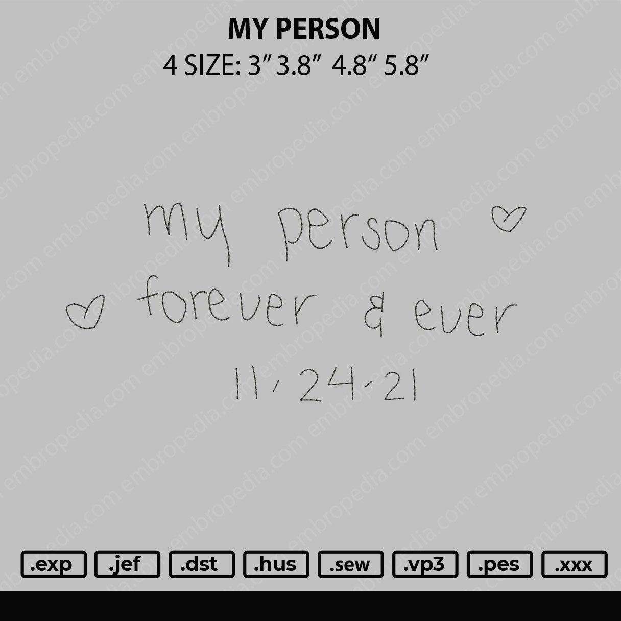 My Person Embroidery File 4 size