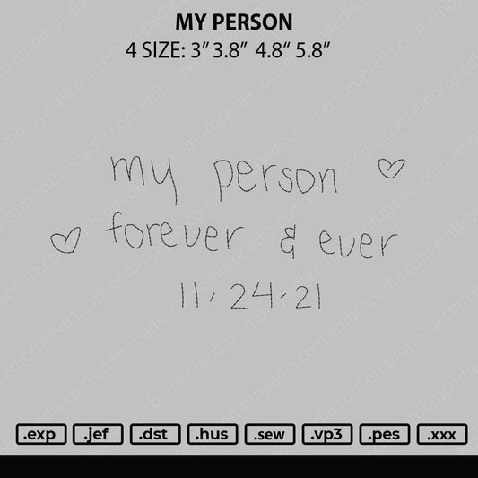 My Person Embroidery File 4 size
