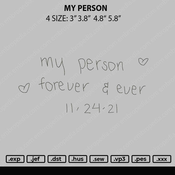 My Person Embroidery File 4 size