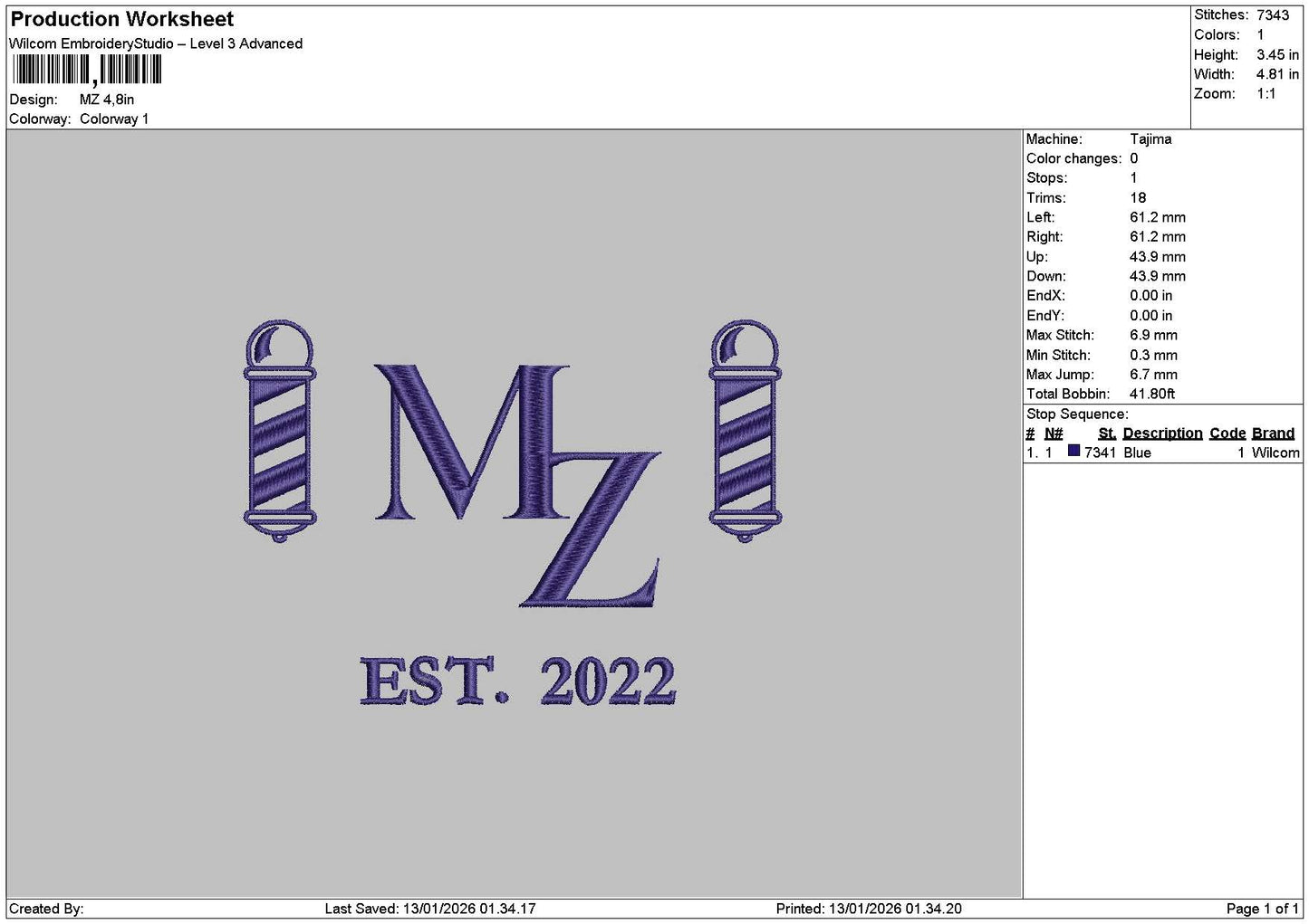Mz Text Embroidery File 6 sizes