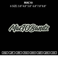 Mac10 Embroidery File 6 sizes