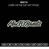 Mac10 Embroidery File 6 sizes