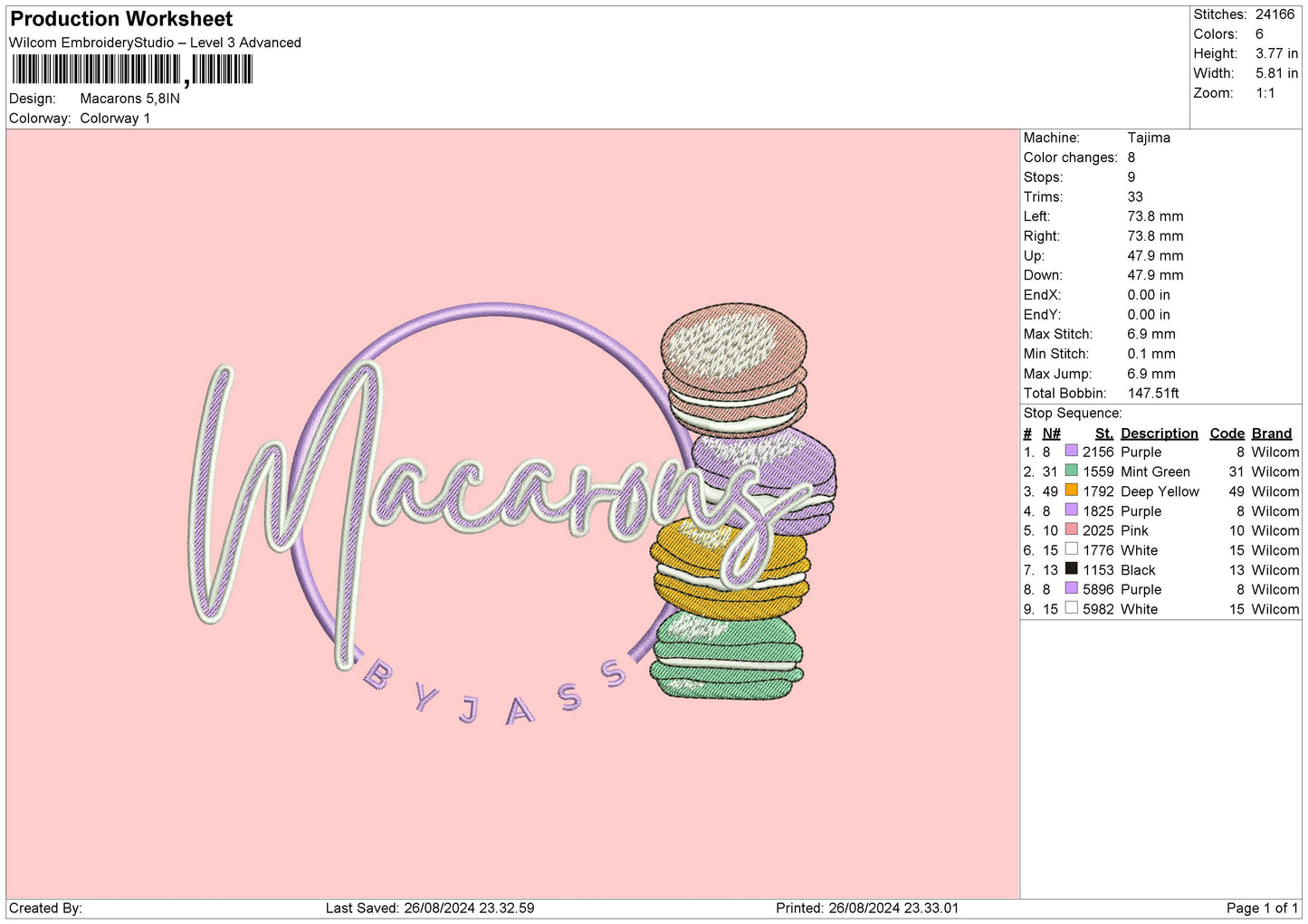 Macarons Embroidery File 6 sizes
