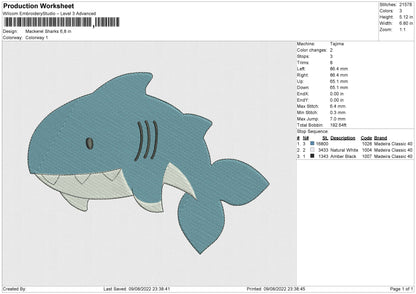 Mackerel Sharks Embroidery File 4 sizes