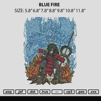 Blue Fire Embroidery File 6 sizes