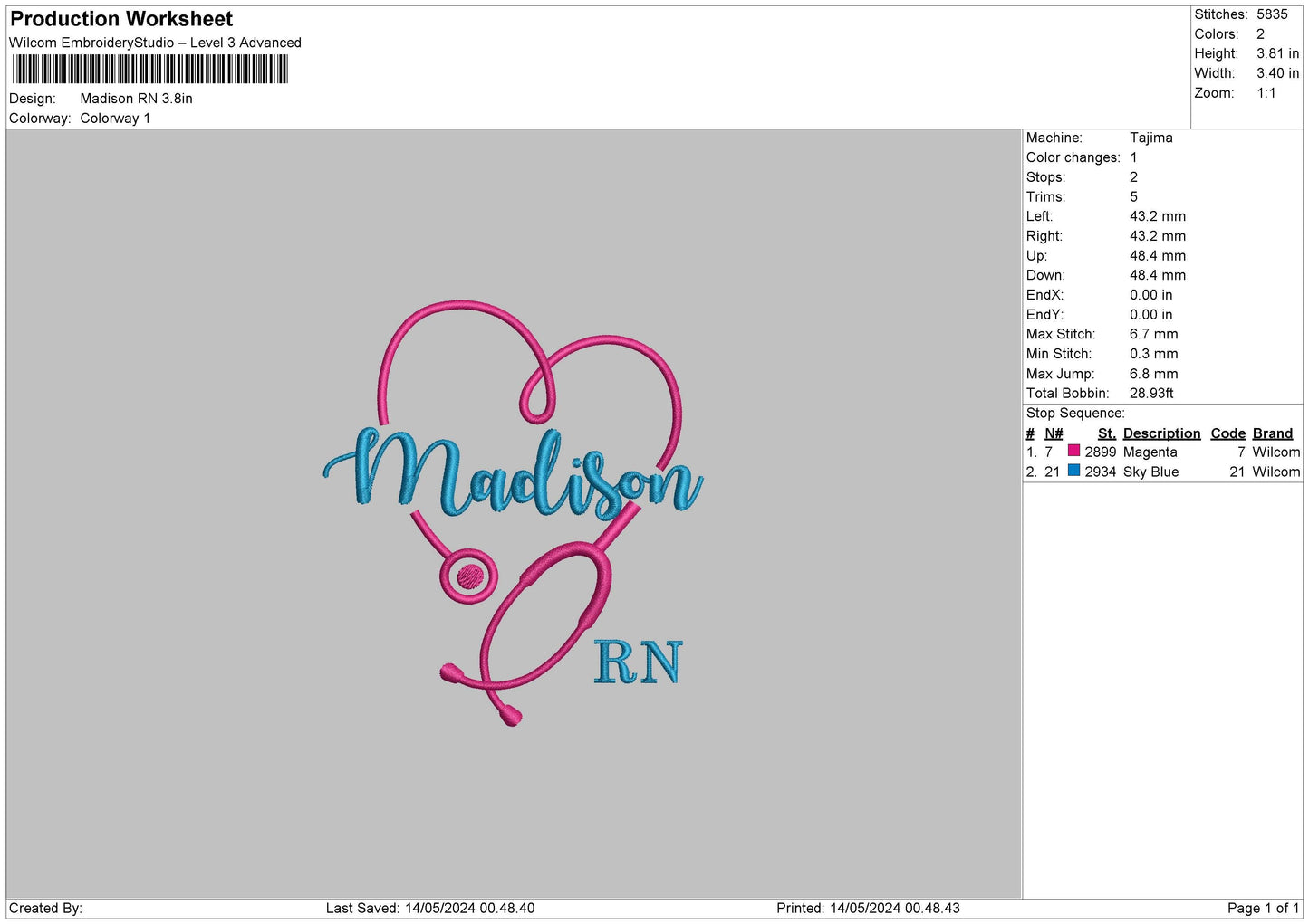 Madisontext Embroidery File 6 sizes