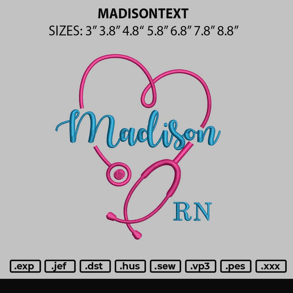Madisontext Embroidery File 6 sizes