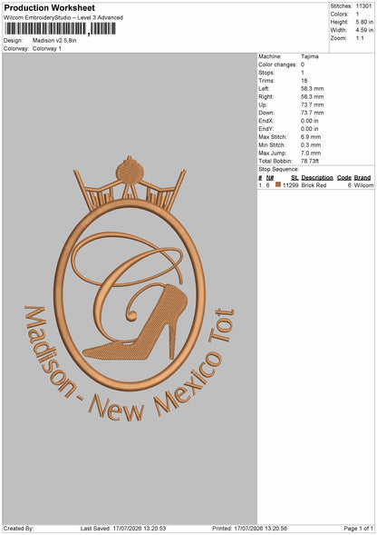 Madison Text Embroidery Machine Design File 6 sizes