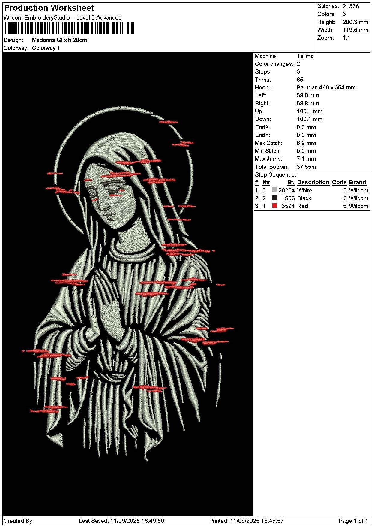 Glitch Statue Embroidery File 4 sizes