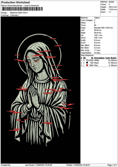 Glitch Statue Embroidery File 4 sizes