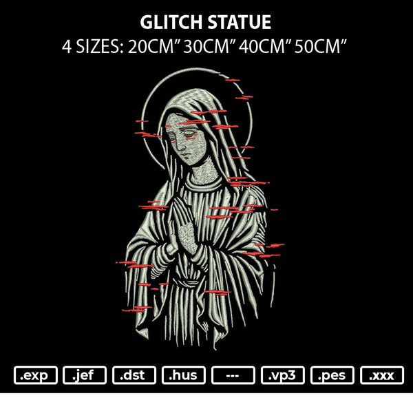 Glitch Statue Embroidery File 4 sizes