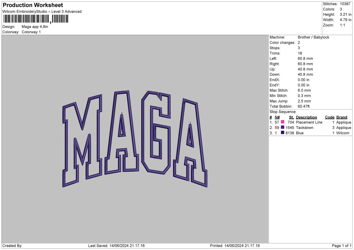 Maga App Embroidery File 6 Sizes