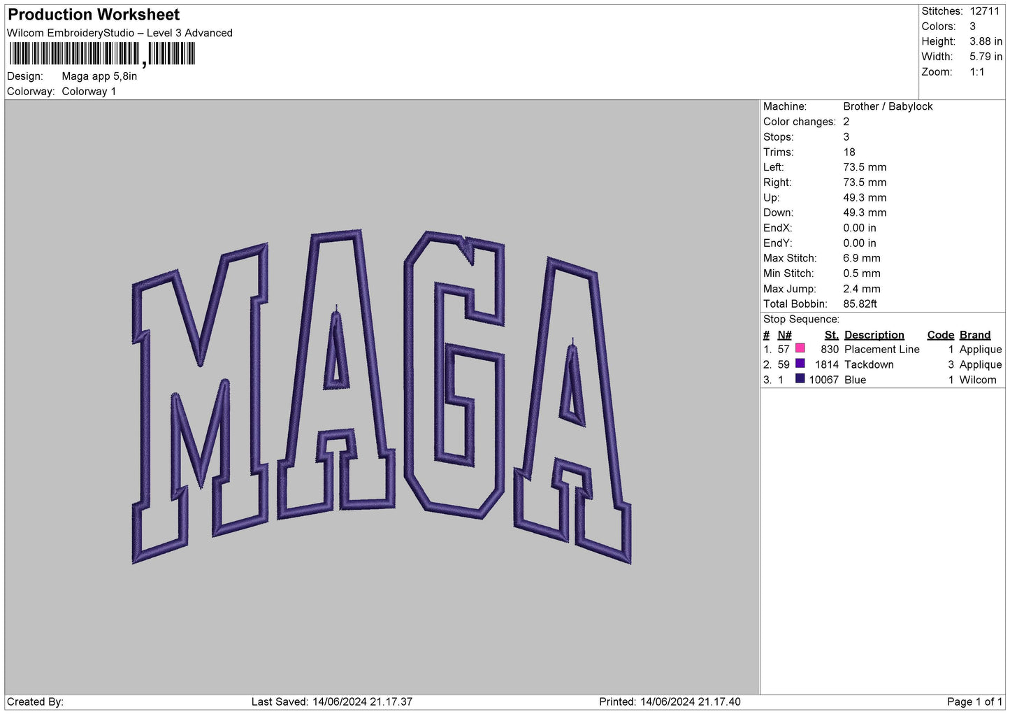 Maga App Embroidery File 6 Sizes