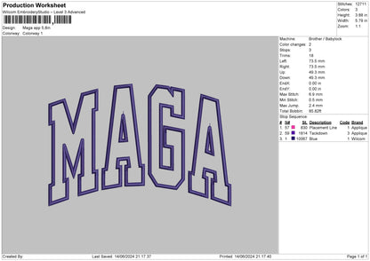 Maga App Embroidery File 6 Sizes