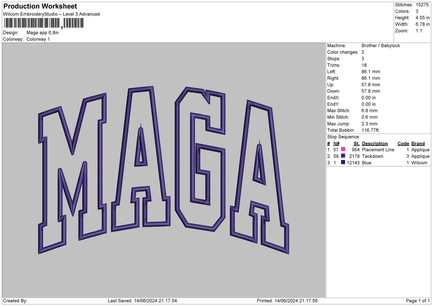 Maga App Embroidery File 6 Sizes