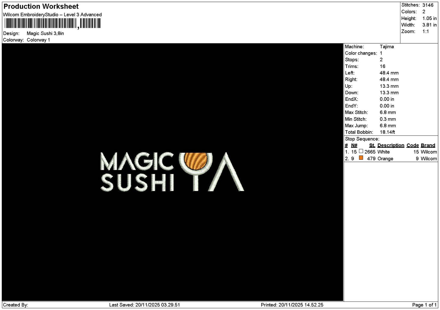 Magictext Embroidery File 6 sizes