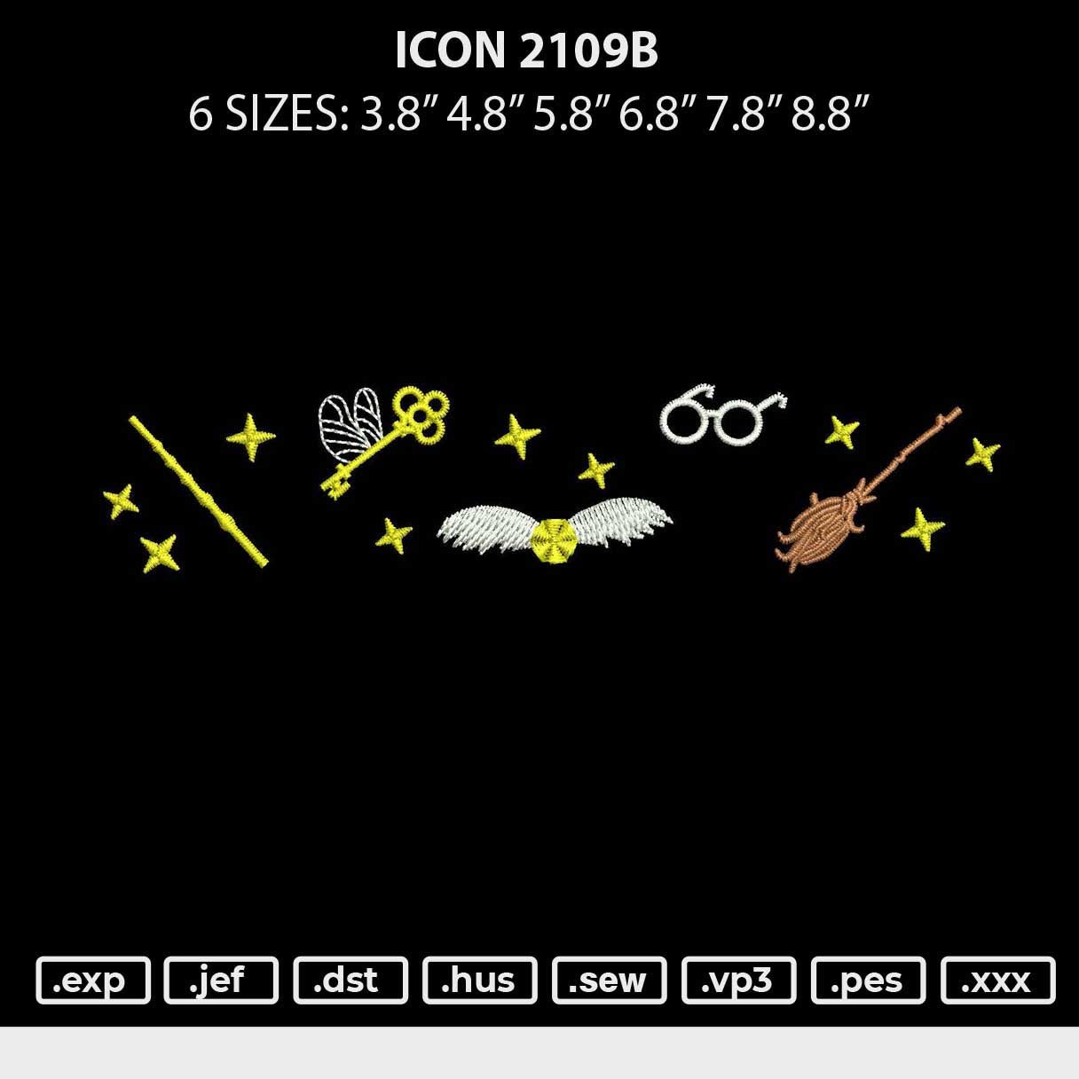 Icon 2109b Embroidery File 6 sizes