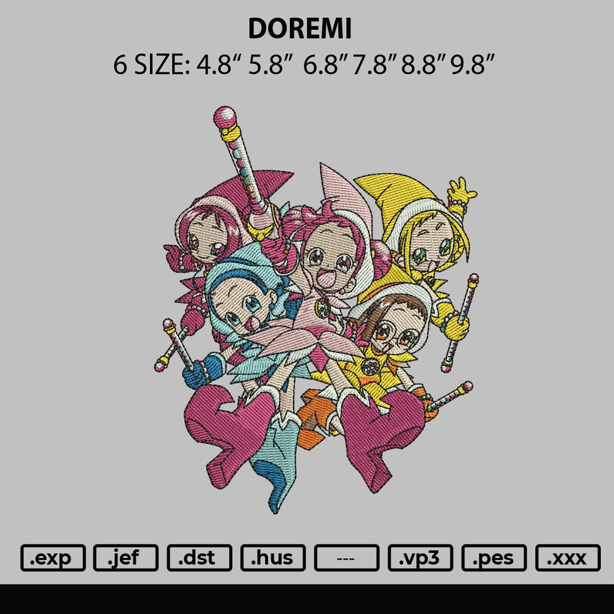 Doremi Embroidery File 6 sizes
