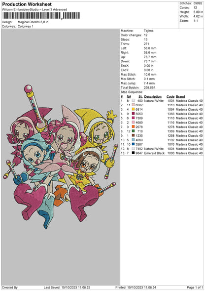 Doremi Embroidery File 6 sizes