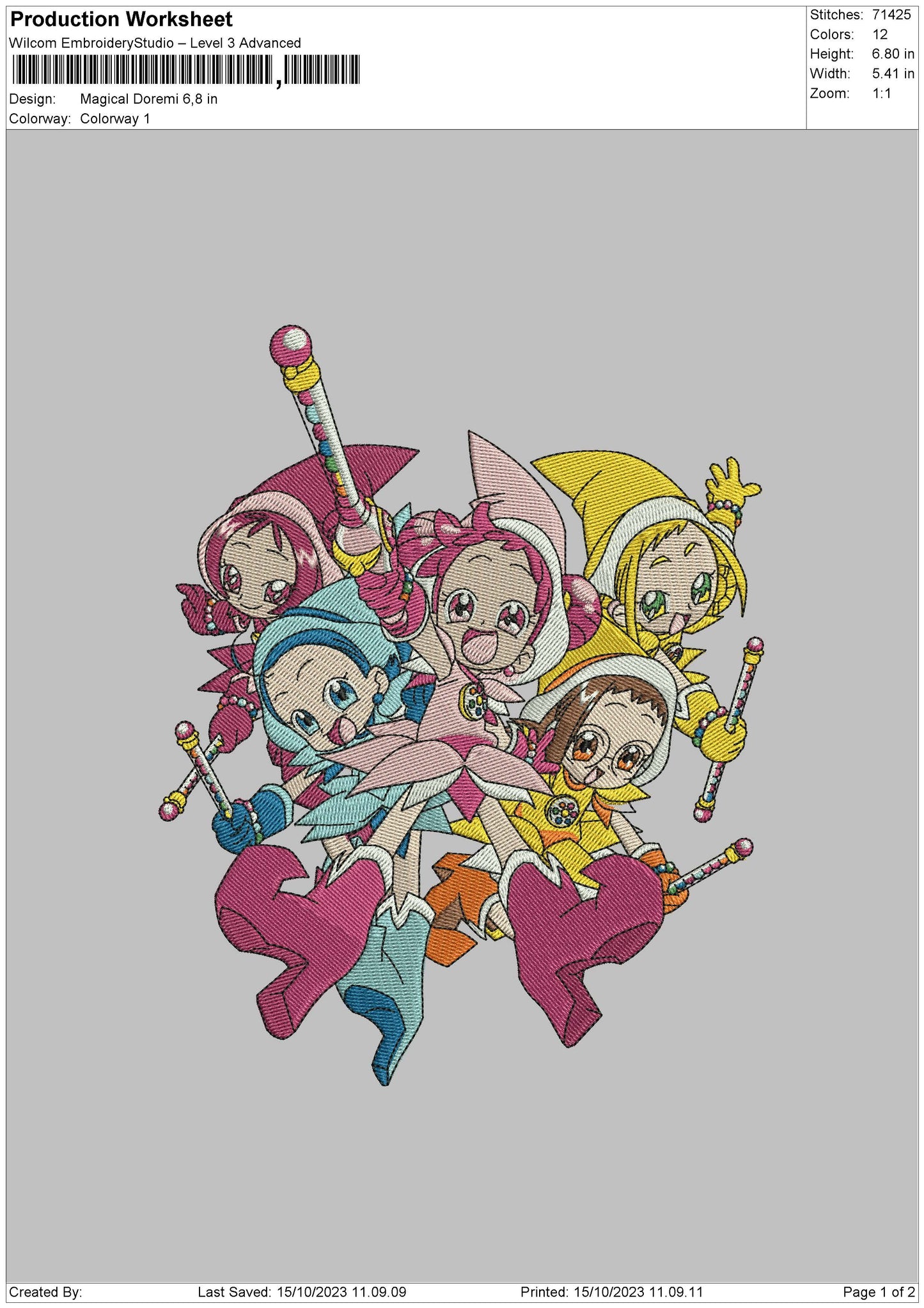 Doremi Embroidery File 6 sizes