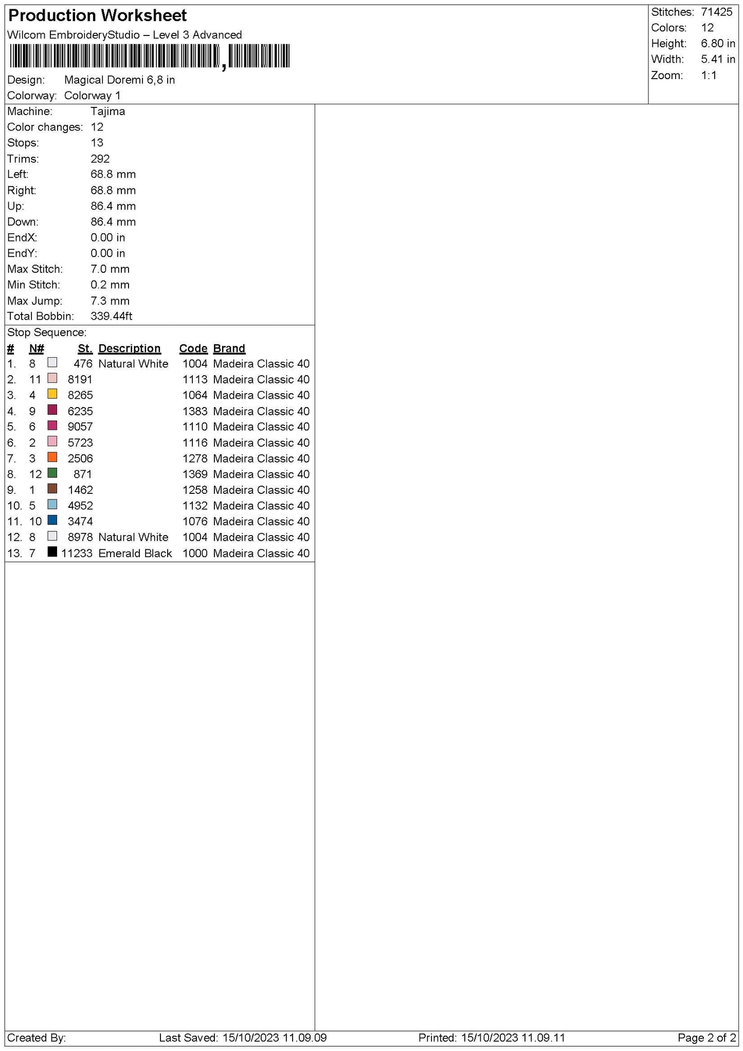 Doremi Embroidery File 6 sizes