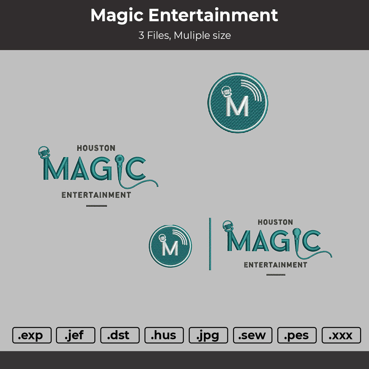 Magic Entertainment Embroidery Design. 3 Files - Multiple Size