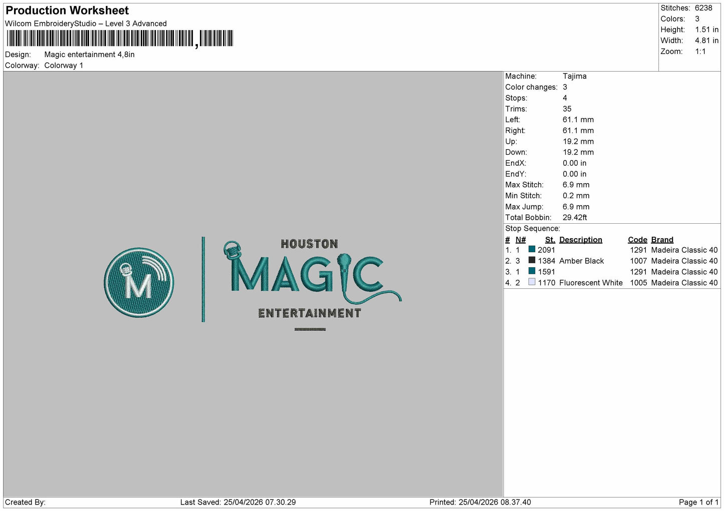 Magic Entertainment Embroidery Design. 3 Files - Multiple Size